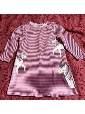 JOULES girls pink striped dress with pony fabric accents. Size 2